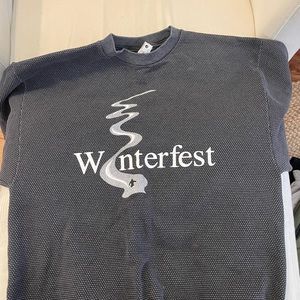 Grey Textured Winterfest Crewneck - L